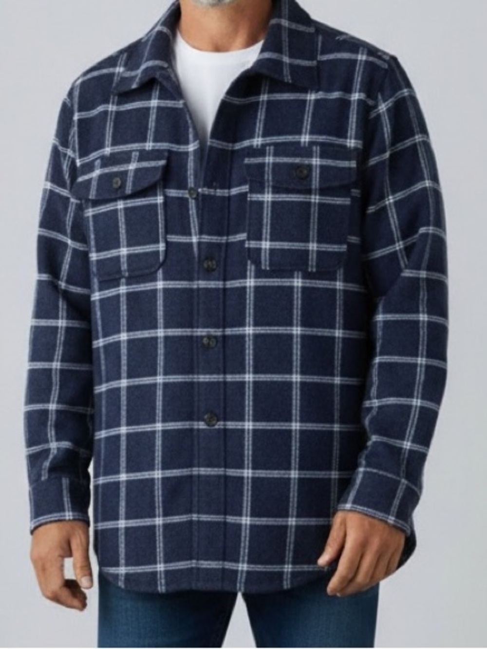 Tilley Men's extra Large XL Blue Plaid Shirt Jacket Shacket Utility Tonal Check